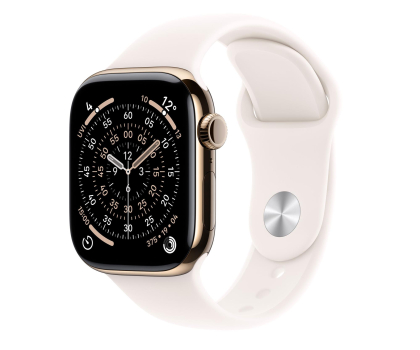 Smartwatch APPLE Apple Watch Series 11 GPS + Cellular 42mm Tytanowa koperta (złoty) + sportowa opaska (księżycowa poświata)- rozmiar M/L